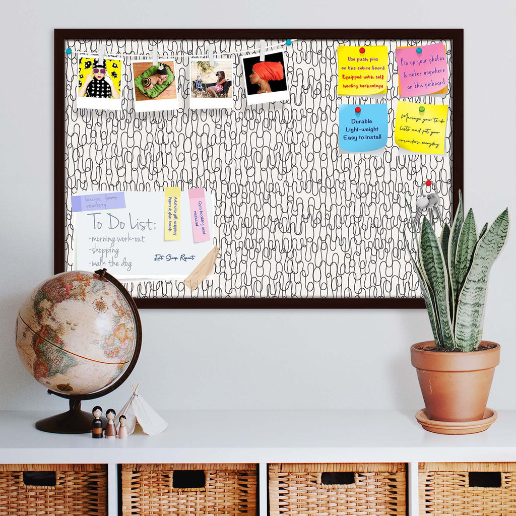 Curly Lines Bulletin Board Notice Pin Board Soft Board | Framed