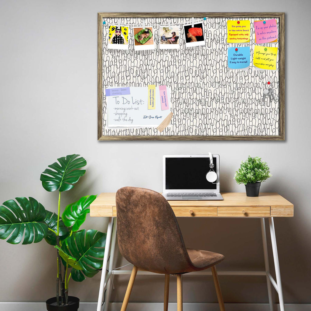 Curly Lines Bulletin Board Notice Pin Board Soft Board | Framed