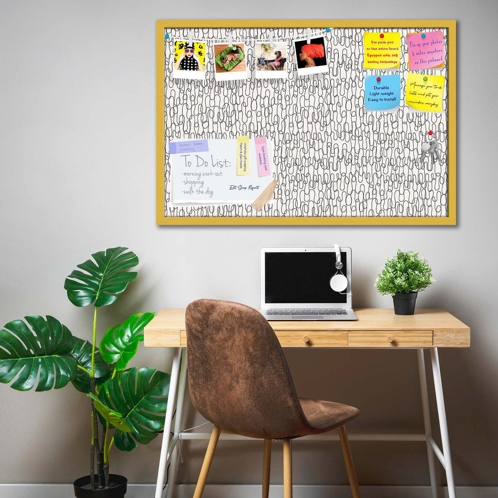 Curly Lines Bulletin Board Notice Pin Board Soft Board | Framed