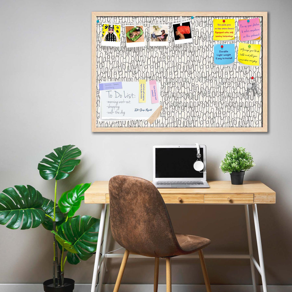 Curly Lines Bulletin Board Notice Pin Board Soft Board | Framed