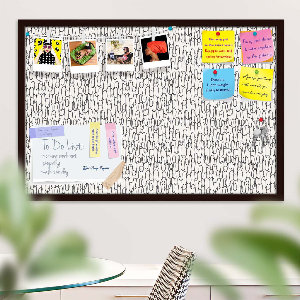 Curly Lines Bulletin Board Notice Pin Board Soft Board | Framed