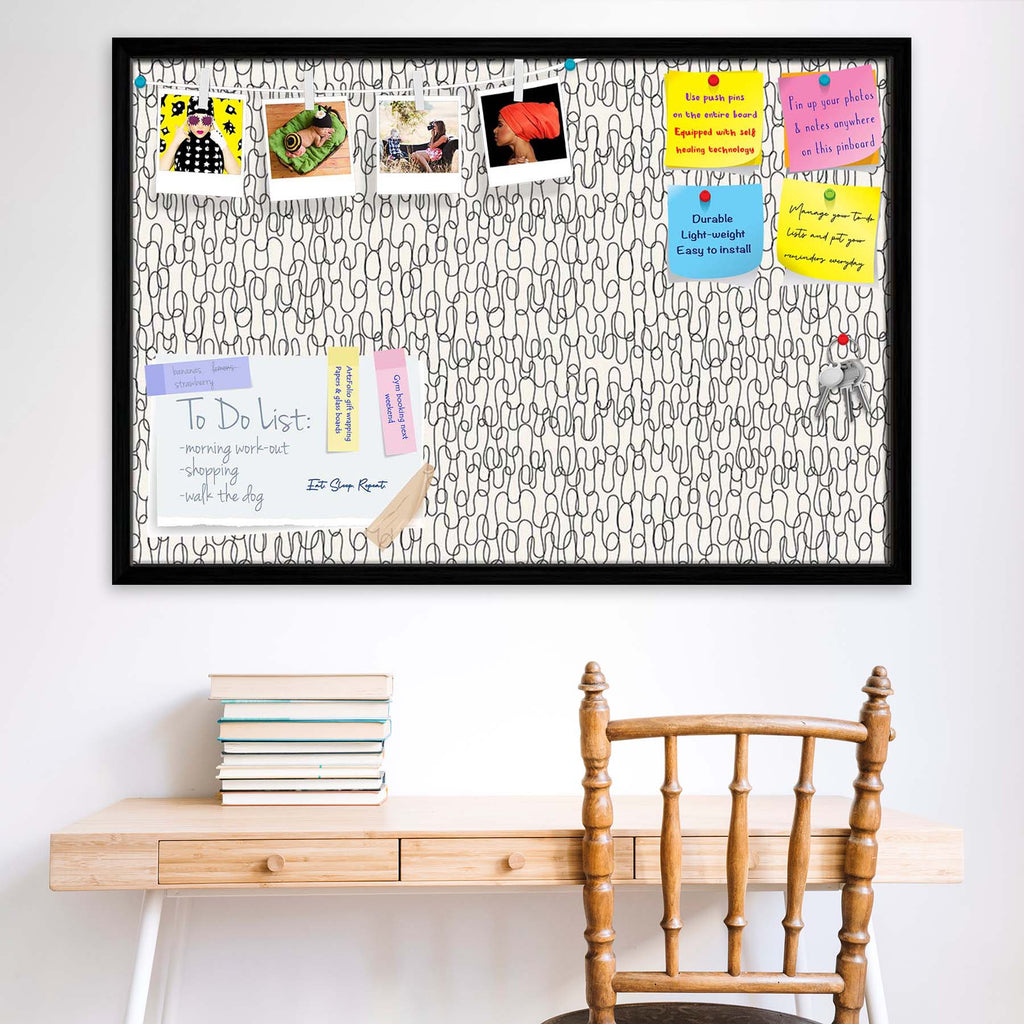 Curly Lines Bulletin Board Notice Pin Board Soft Board | Framed