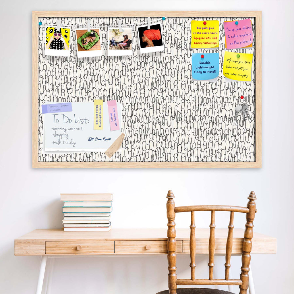 Curly Lines Bulletin Board Notice Pin Board Soft Board | Framed