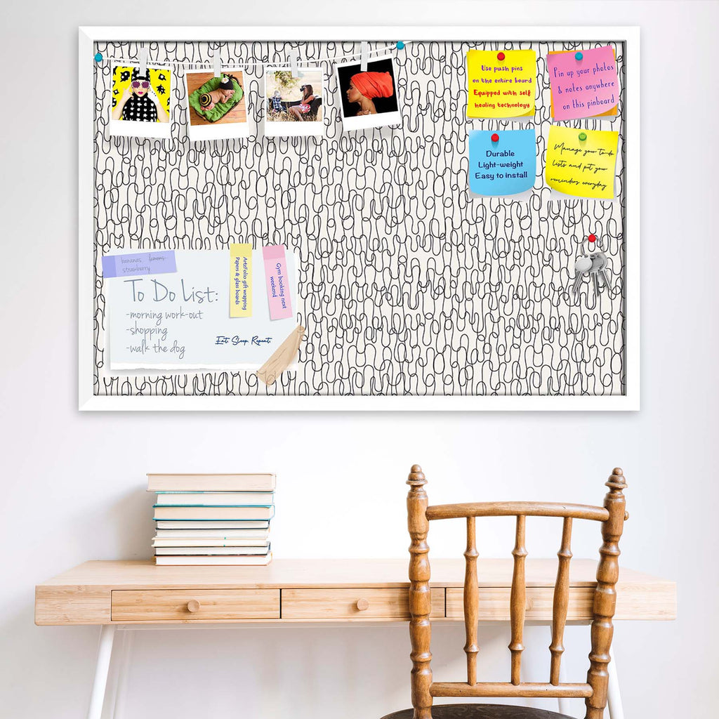 Curly Lines Bulletin Board Notice Pin Board Soft Board | Framed