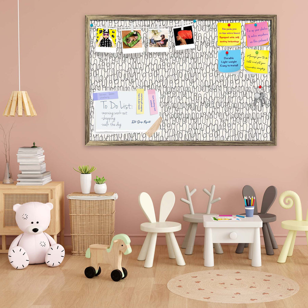 Curly Lines Bulletin Board Notice Pin Board Soft Board | Framed