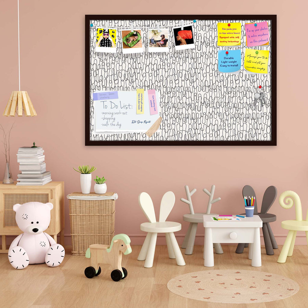 Curly Lines Bulletin Board Notice Pin Board Soft Board | Framed