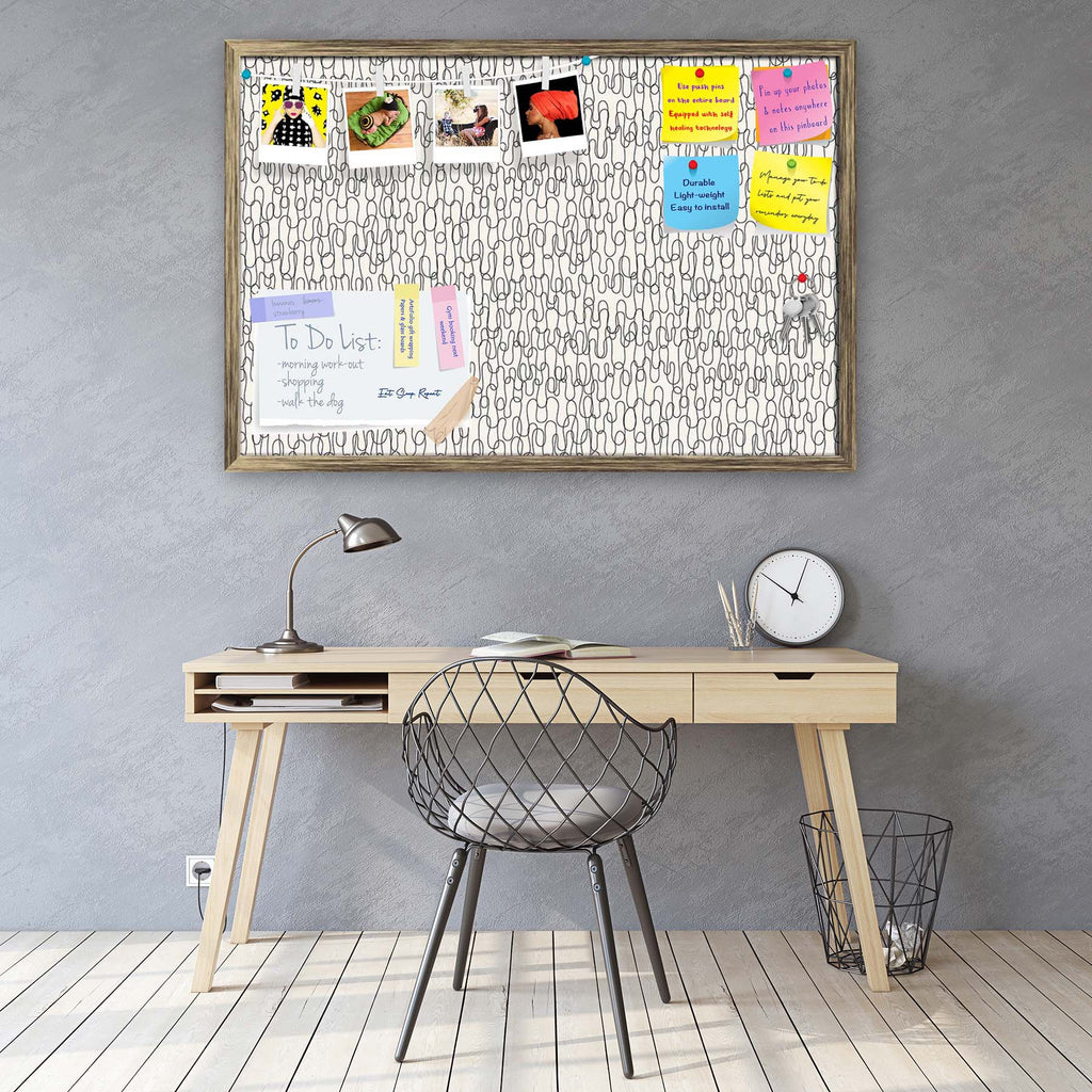 Curly Lines Bulletin Board Notice Pin Board Soft Board | Framed