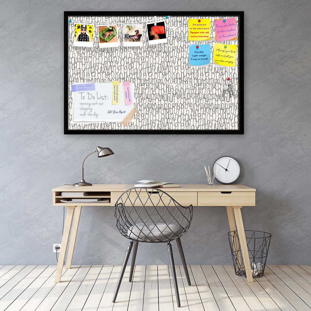 Curly Lines Bulletin Board Notice Pin Board Soft Board | Framed
