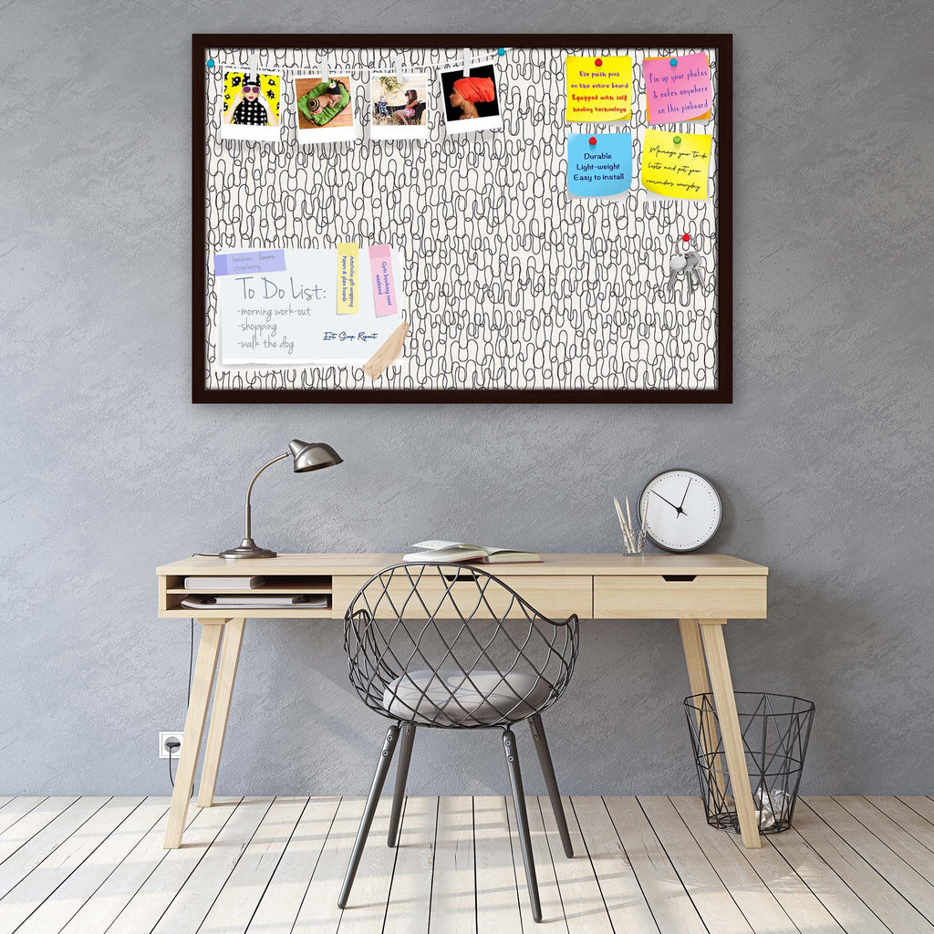 Curly Lines Bulletin Board Notice Pin Board Soft Board | Framed
