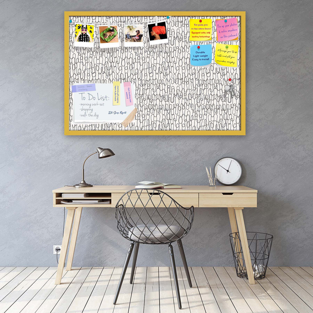 Curly Lines Bulletin Board Notice Pin Board Soft Board | Framed