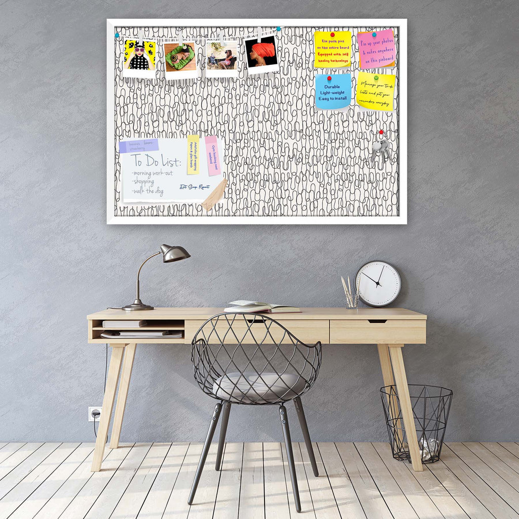 Curly Lines Bulletin Board Notice Pin Board Soft Board | Framed