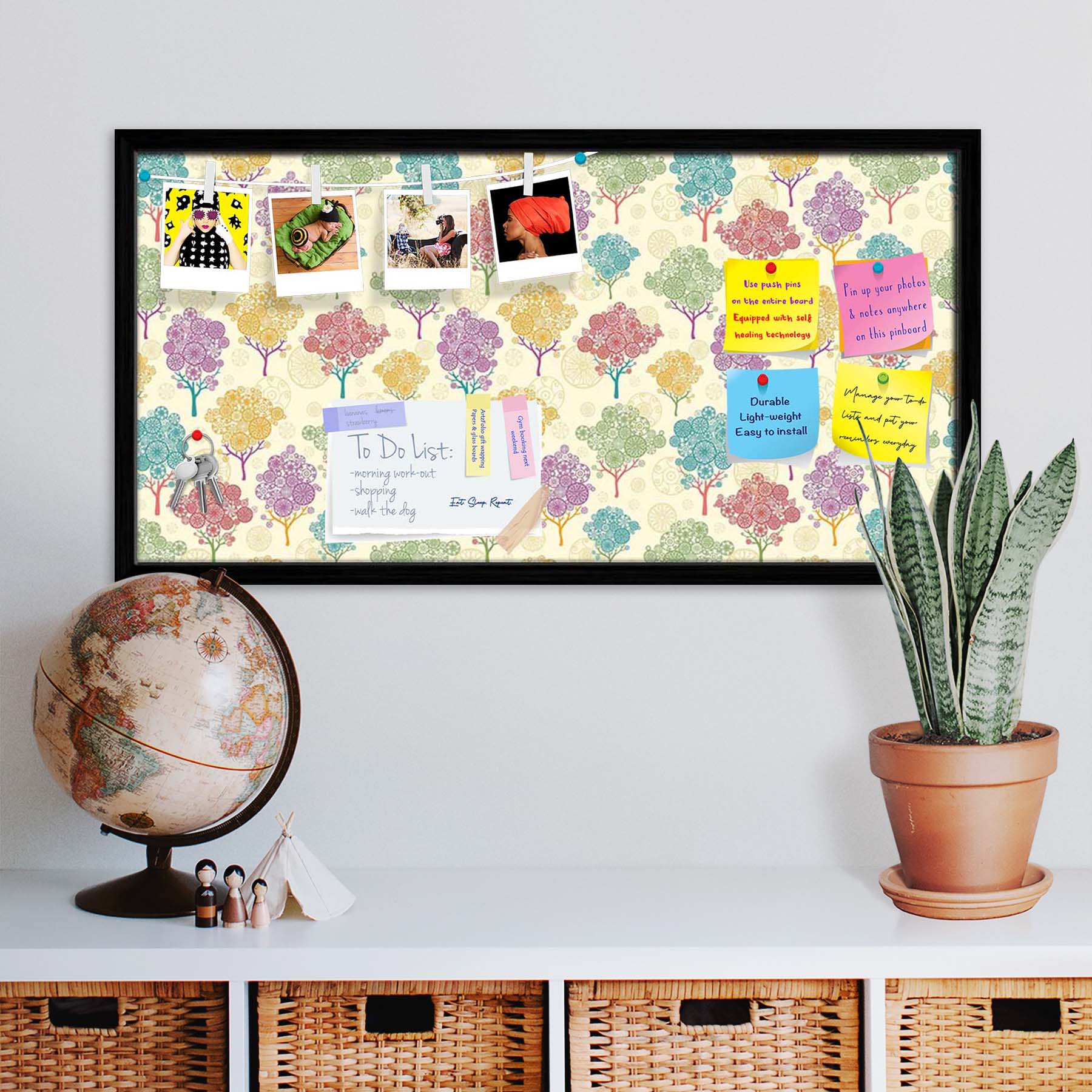 Abstract Trees Bulletin Board Notice Pin Board Soft Board | Framed
