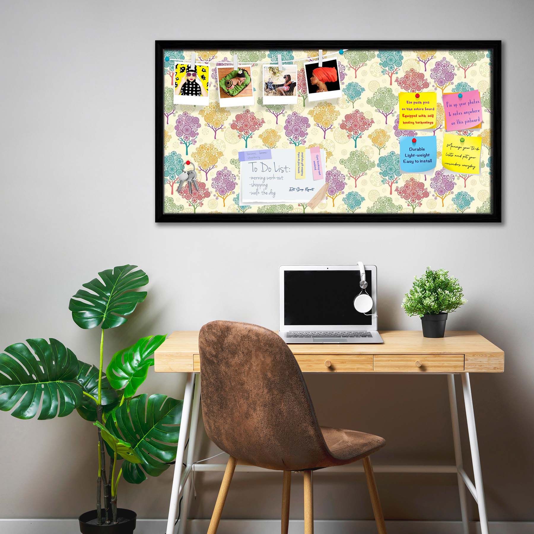 Abstract Trees Bulletin Board Notice Pin Board Soft Board | Framed