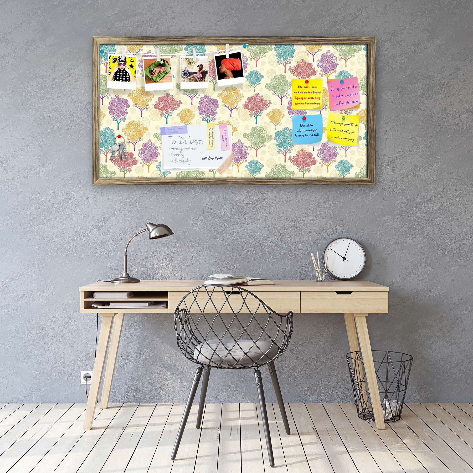 Abstract Trees Bulletin Board Notice Pin Board Soft Board | Framed