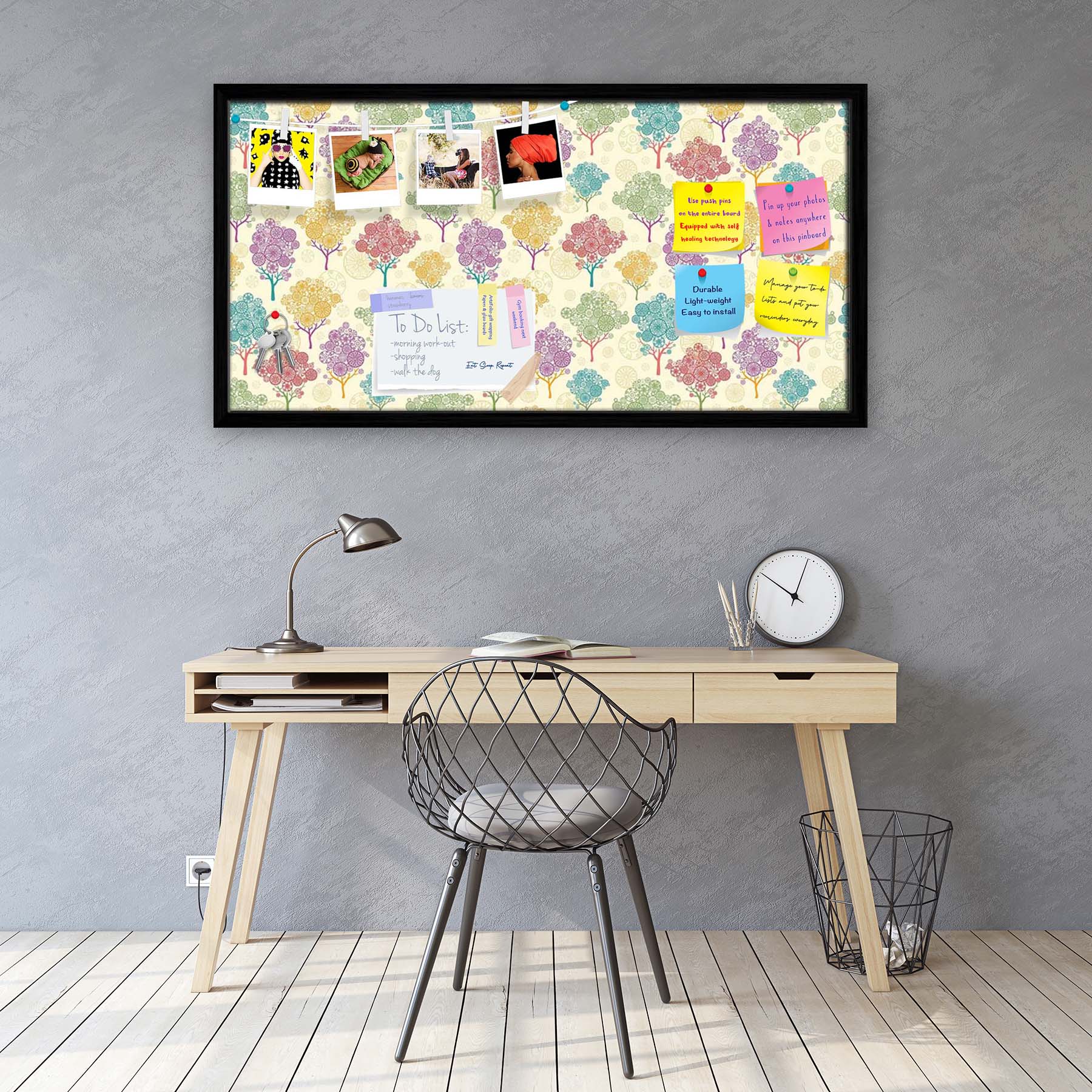 Abstract Trees Bulletin Board Notice Pin Board Soft Board | Framed