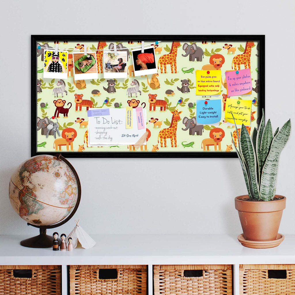 Cartoon Animals D1 Bulletin Board Notice Pin Board Soft Board | Framed