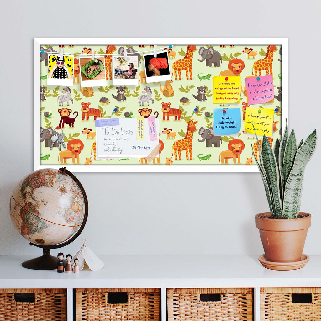 Cartoon Animals D1 Bulletin Board Notice Pin Board Soft Board | Framed