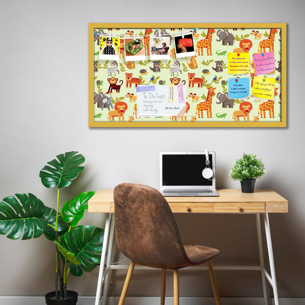 Cartoon Animals D1 Bulletin Board Notice Pin Board Soft Board | Framed