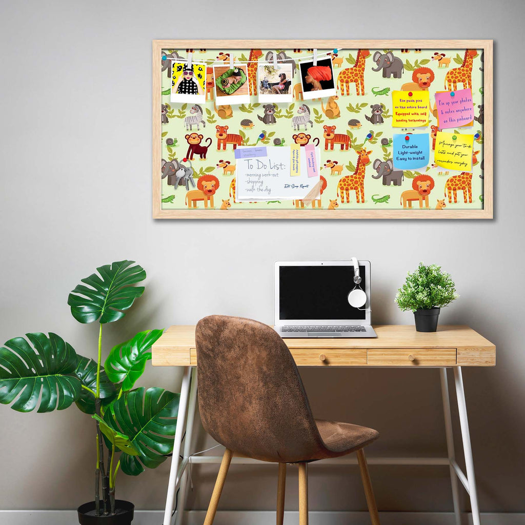 Cartoon Animals D1 Bulletin Board Notice Pin Board Soft Board | Framed