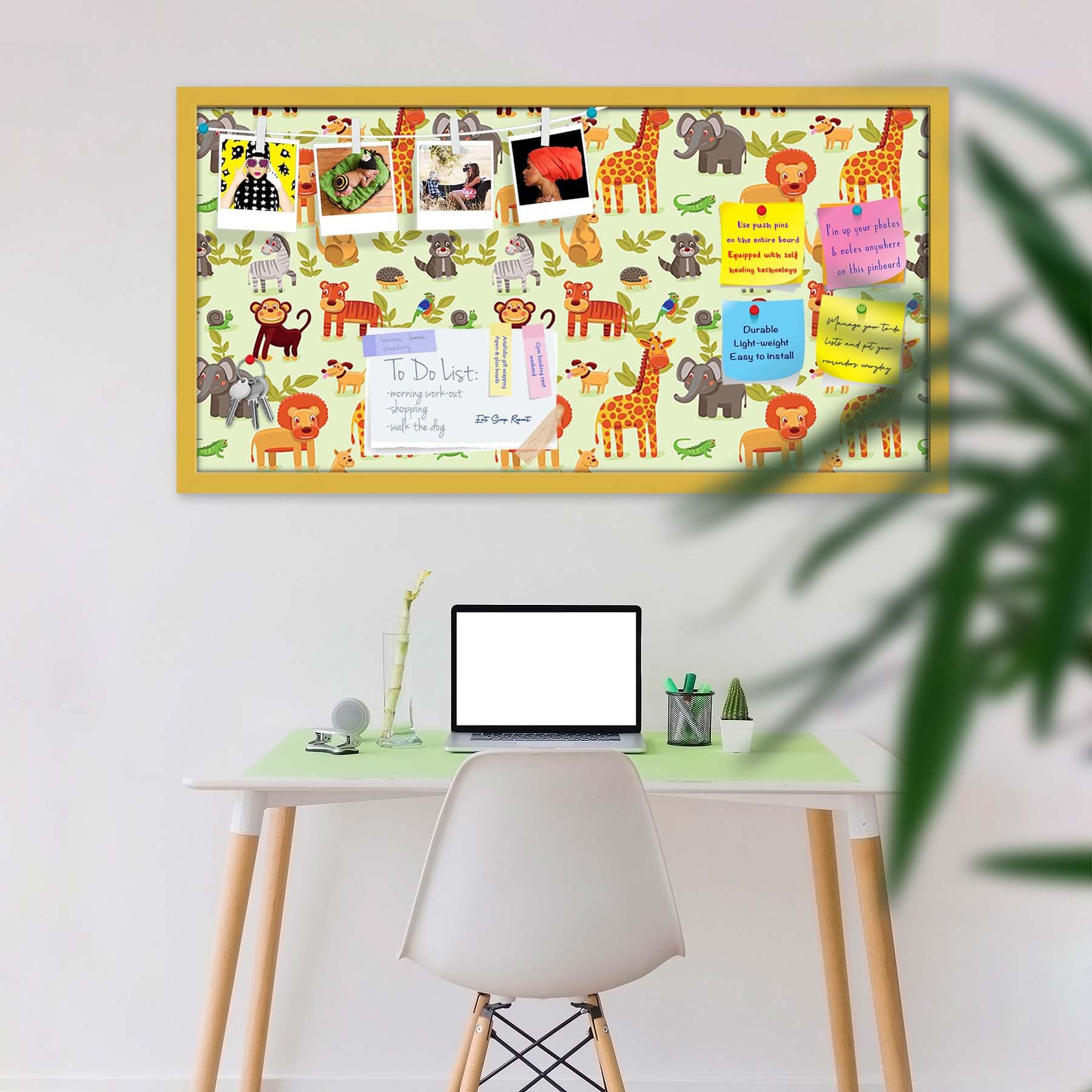 Cartoon Animals D1 Bulletin Board Notice Pin Board Soft Board | Framed