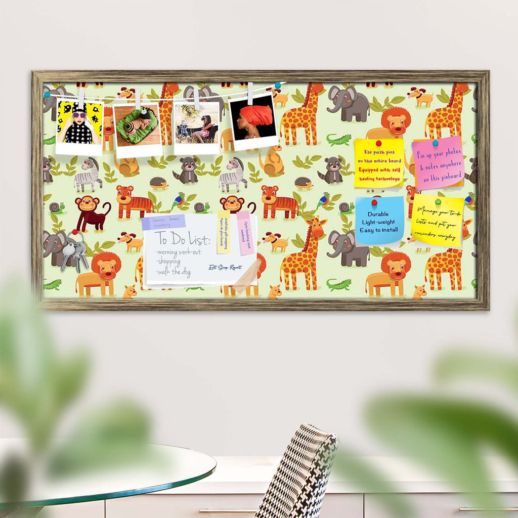 Cartoon Animals D1 Bulletin Board Notice Pin Board Soft Board | Framed