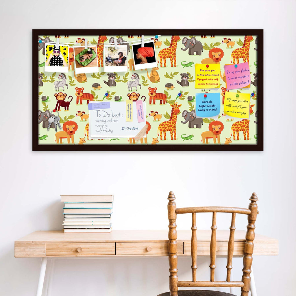Cartoon Animals D1 Bulletin Board Notice Pin Board Soft Board | Framed