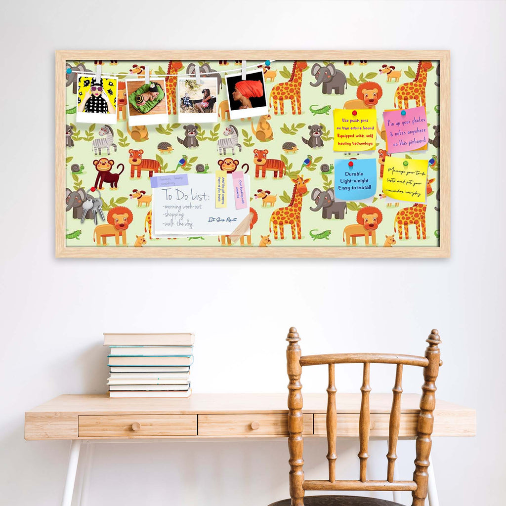 Cartoon Animals D1 Bulletin Board Notice Pin Board Soft Board | Framed