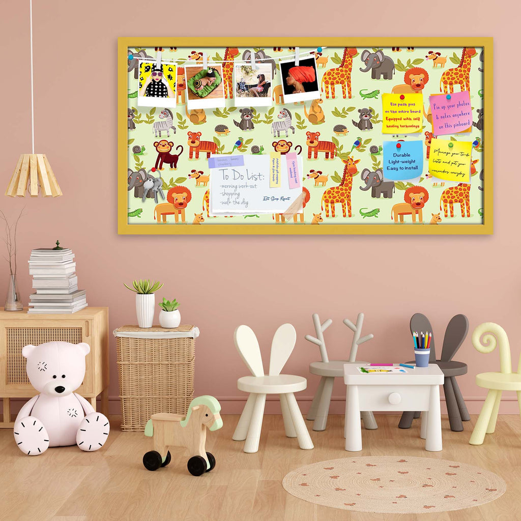 Cartoon Animals D1 Bulletin Board Notice Pin Board Soft Board | Framed