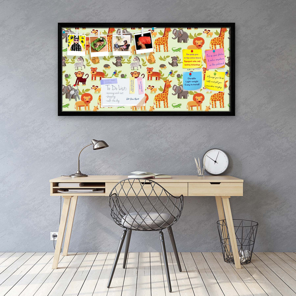 Cartoon Animals D1 Bulletin Board Notice Pin Board Soft Board | Framed