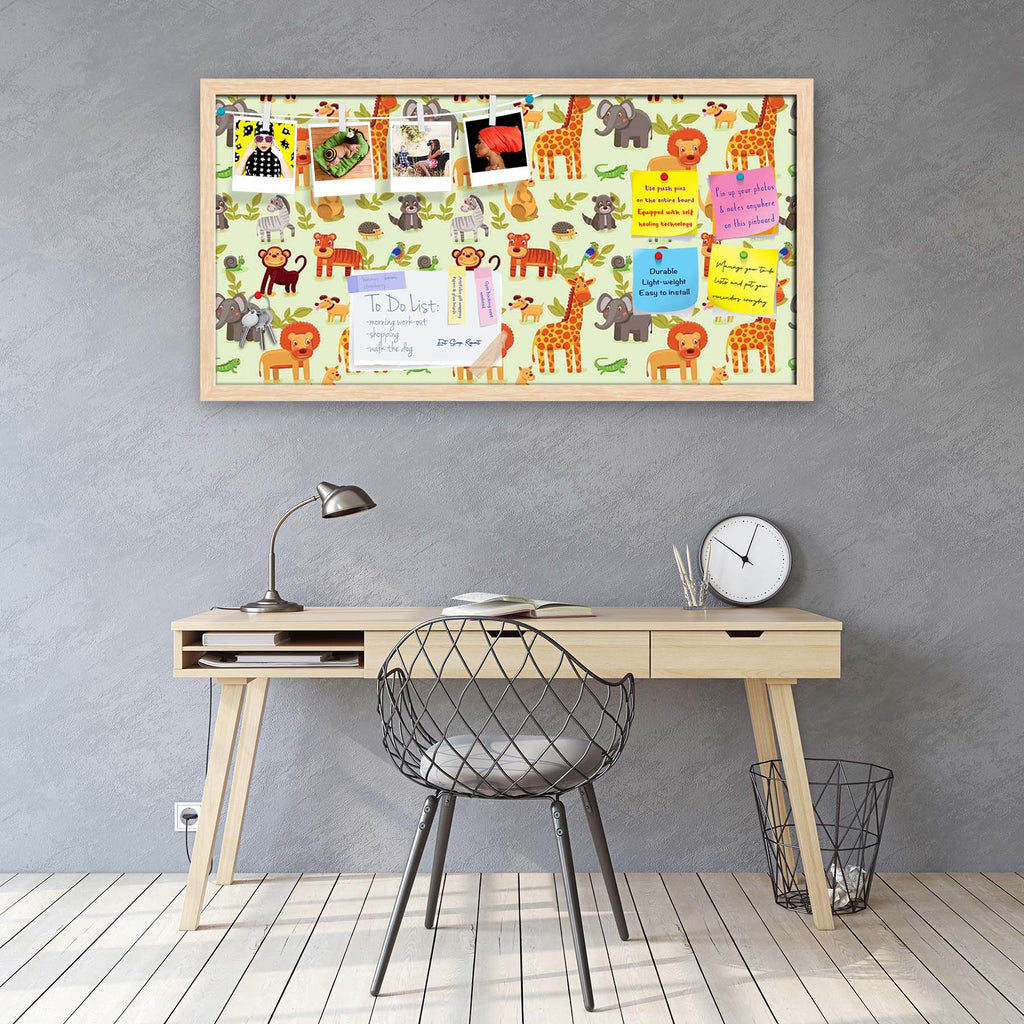 Cartoon Animals D1 Bulletin Board Notice Pin Board Soft Board | Framed