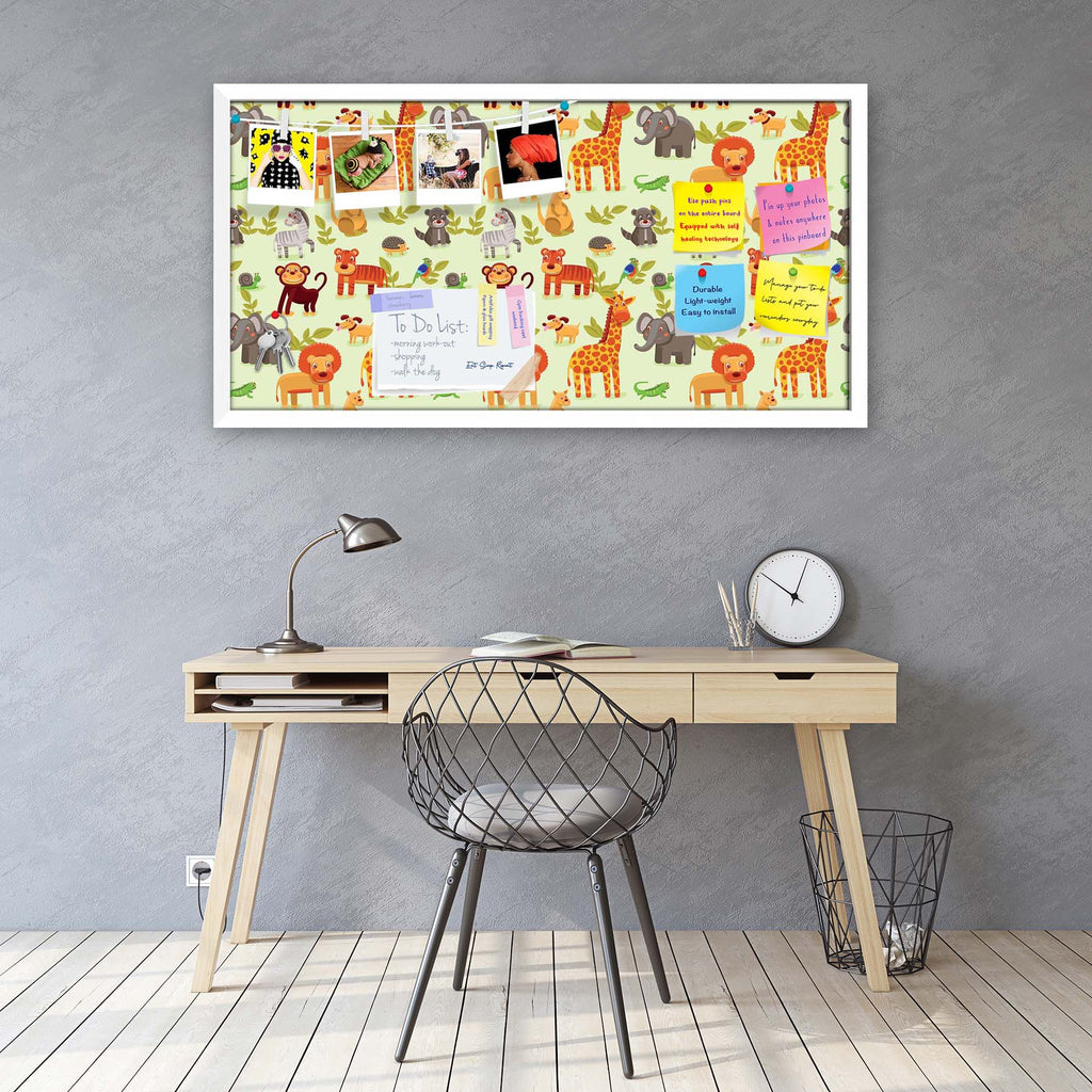 Cartoon Animals D1 Bulletin Board Notice Pin Board Soft Board | Framed
