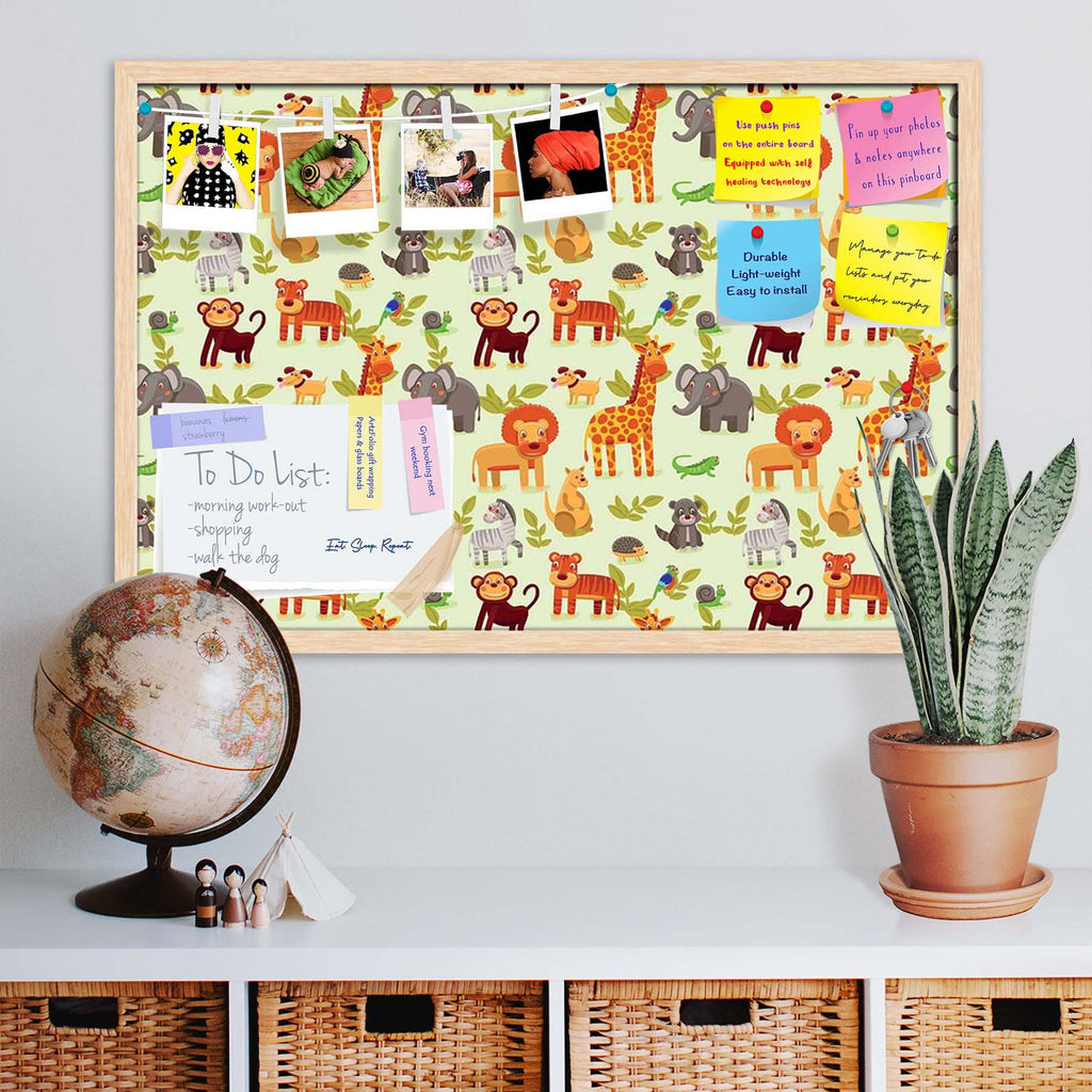 Cartoon Animals D1 Bulletin Board Notice Pin Board Soft Board | Framed