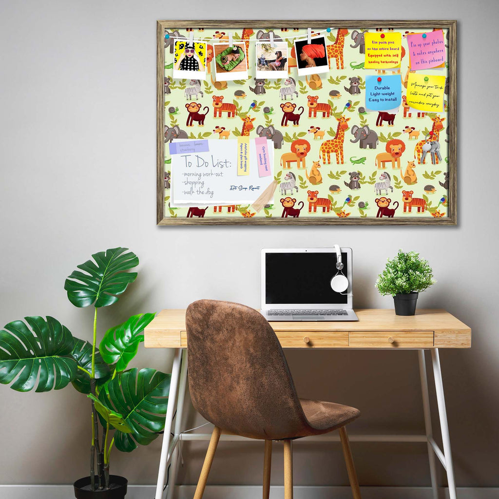 Cartoon Animals D1 Bulletin Board Notice Pin Board Soft Board | Framed