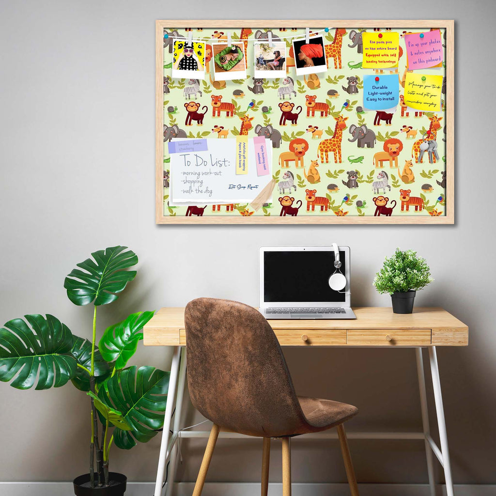 Cartoon Animals D1 Bulletin Board Notice Pin Board Soft Board | Framed