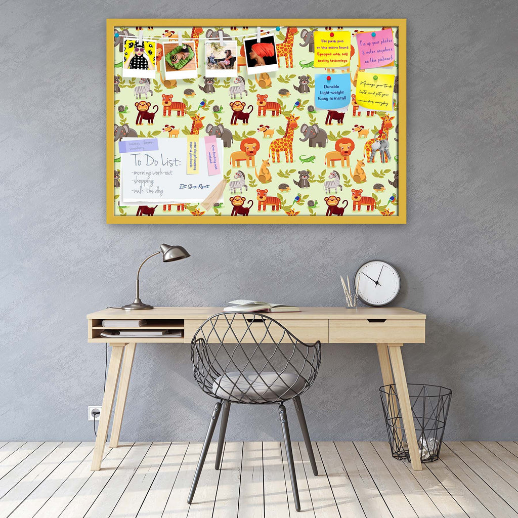Cartoon Animals D1 Bulletin Board Notice Pin Board Soft Board | Framed