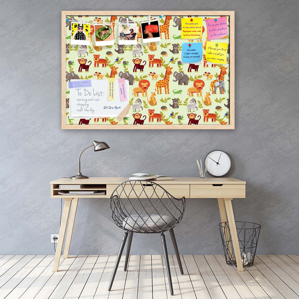 Cartoon Animals D1 Bulletin Board Notice Pin Board Soft Board | Framed