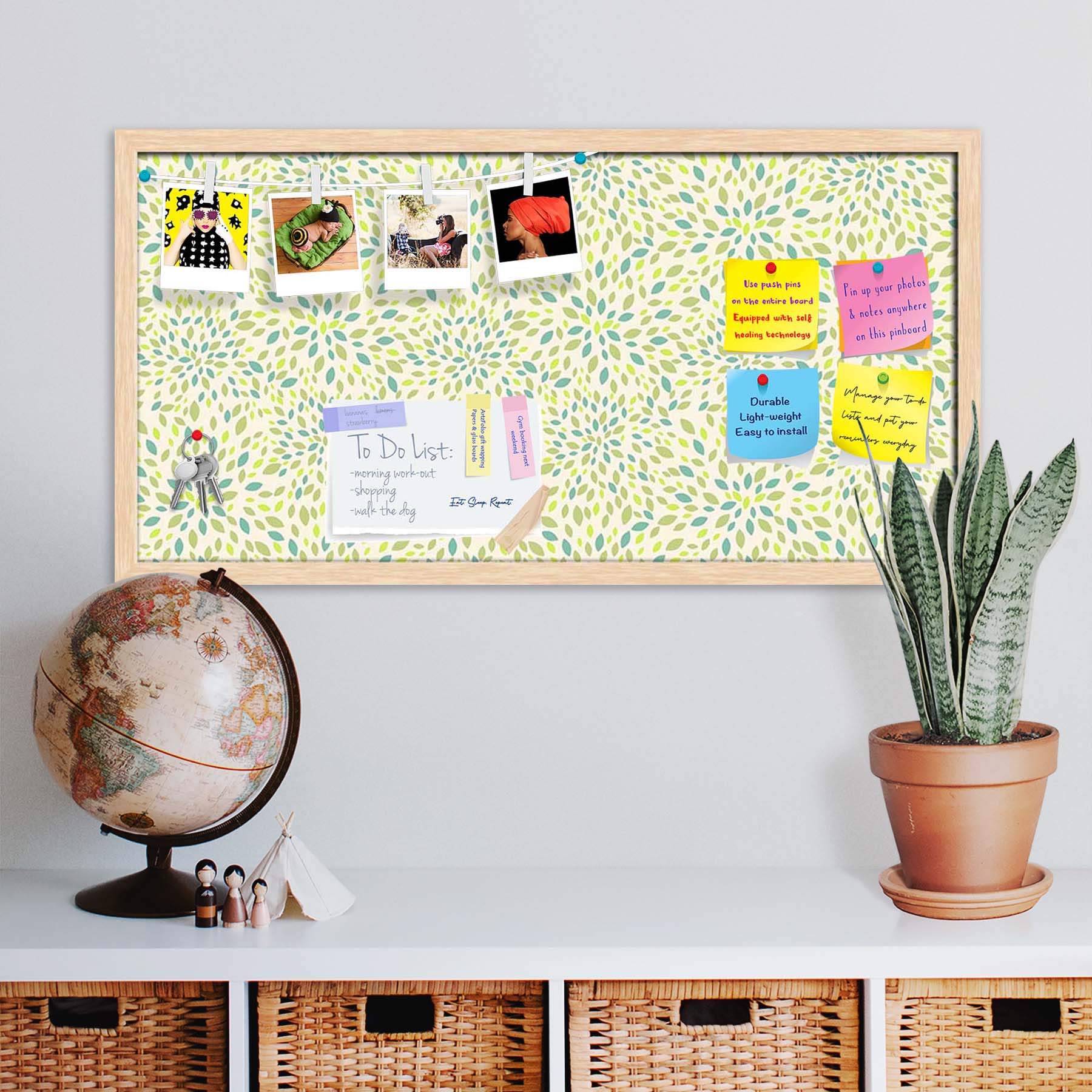 Leaf Texture Bulletin Board Notice Pin Board Soft Board | Framed