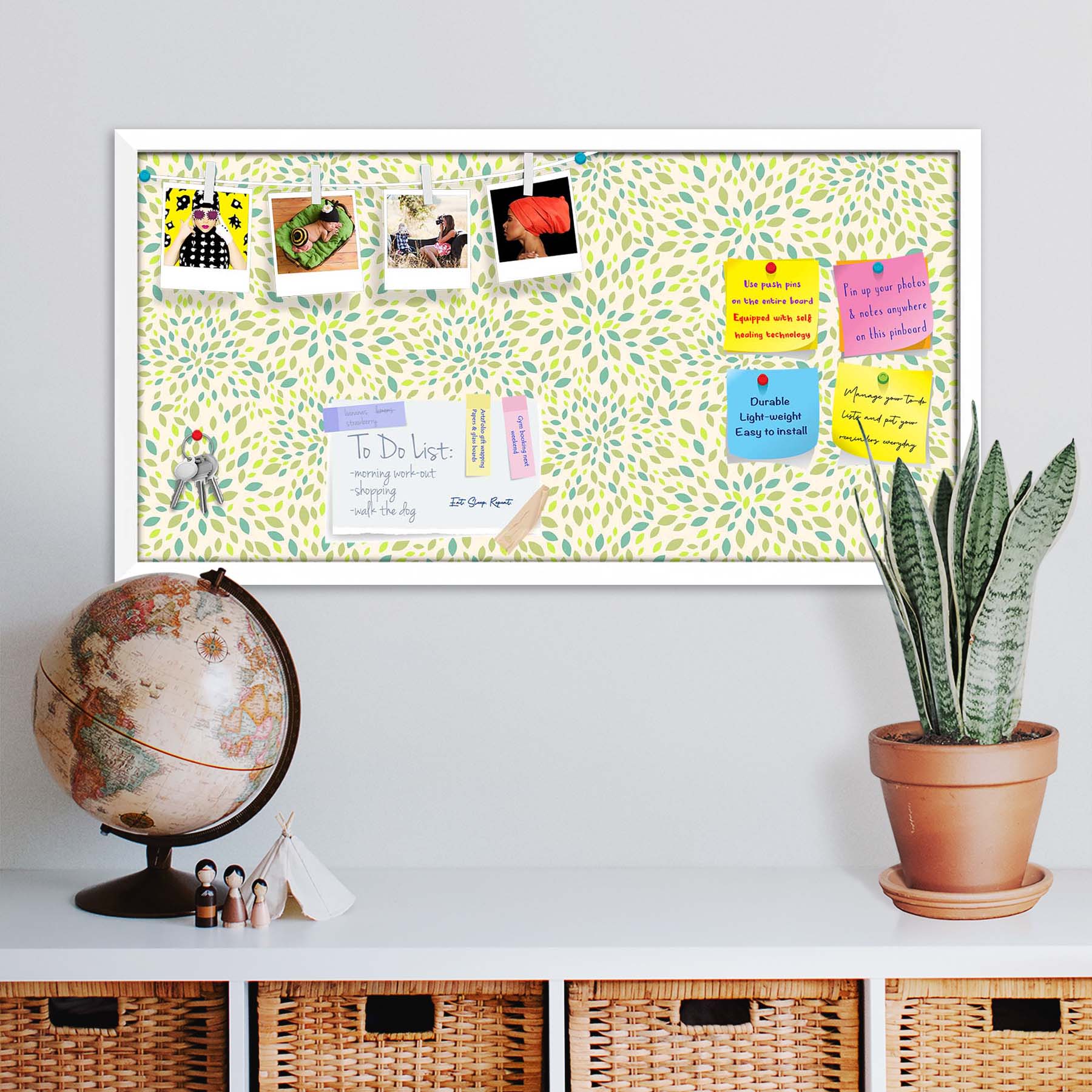 Leaf Texture Bulletin Board Notice Pin Board Soft Board | Framed