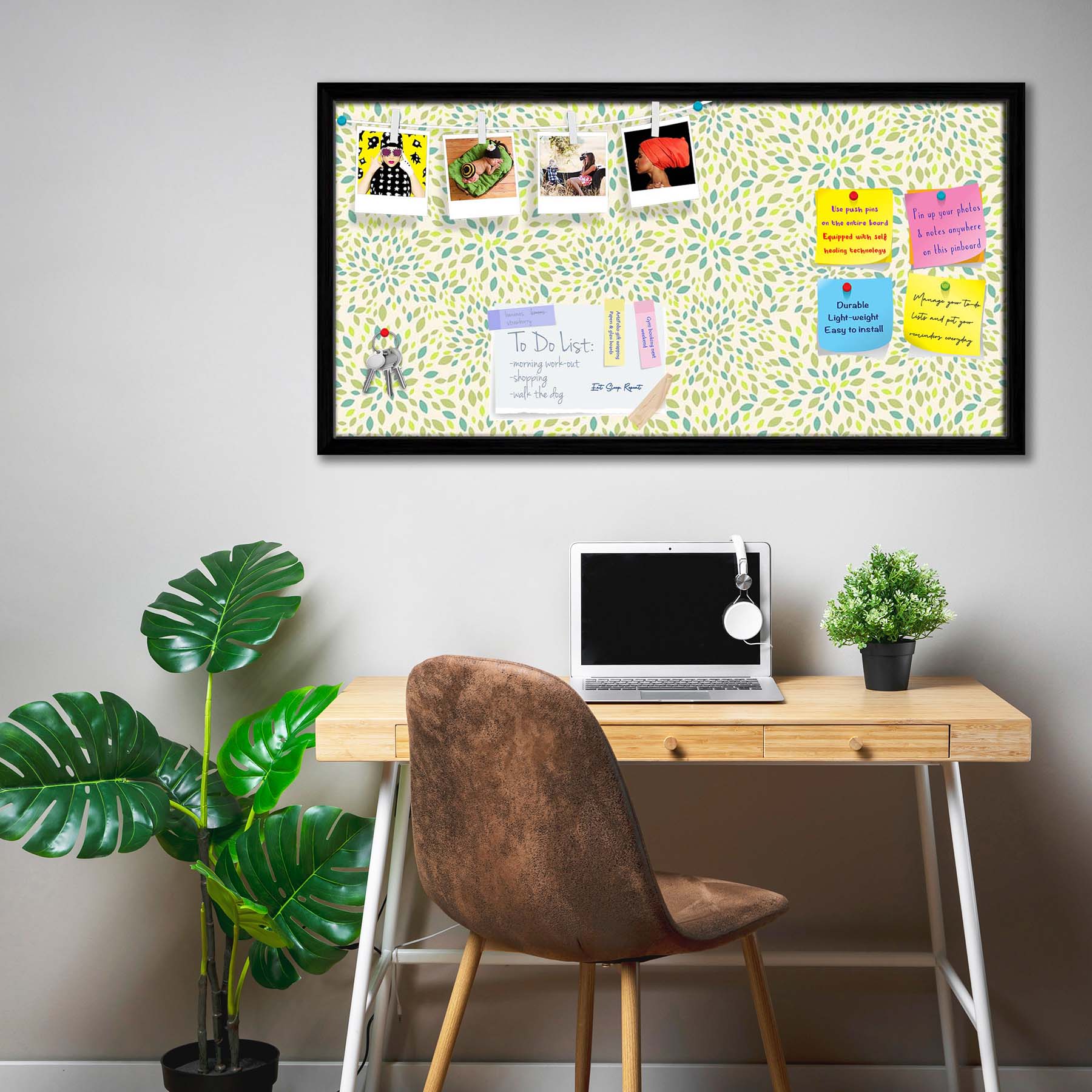 Leaf Texture Bulletin Board Notice Pin Board Soft Board | Framed