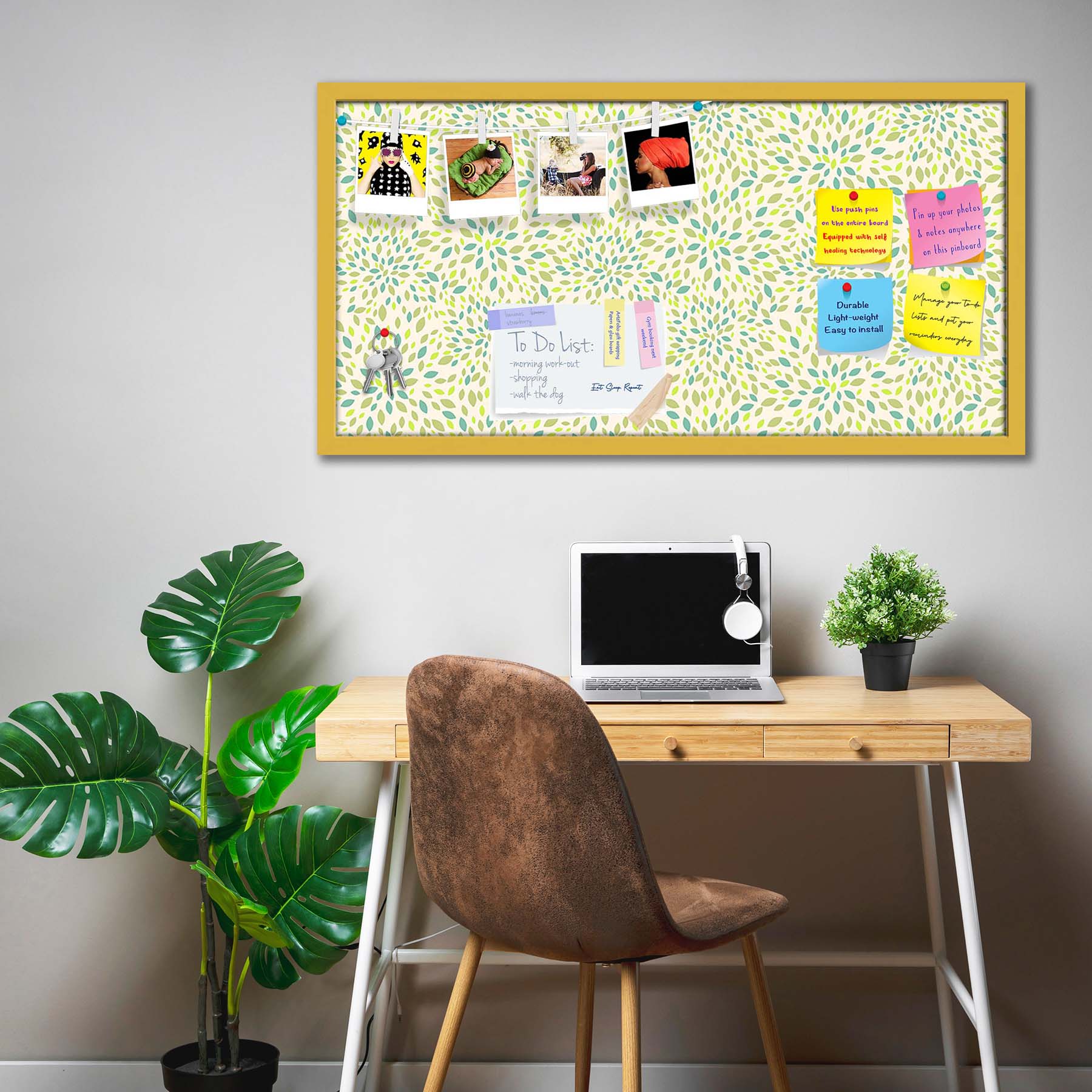 Leaf Texture Bulletin Board Notice Pin Board Soft Board | Framed