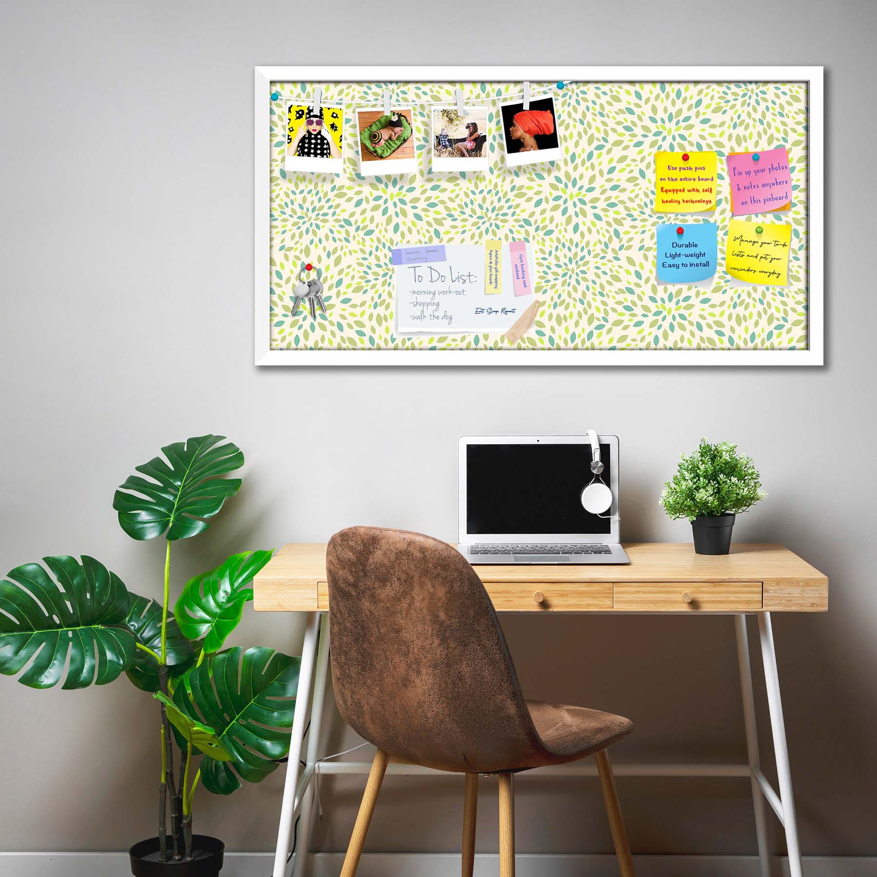 Leaf Texture Bulletin Board Notice Pin Board Soft Board | Framed