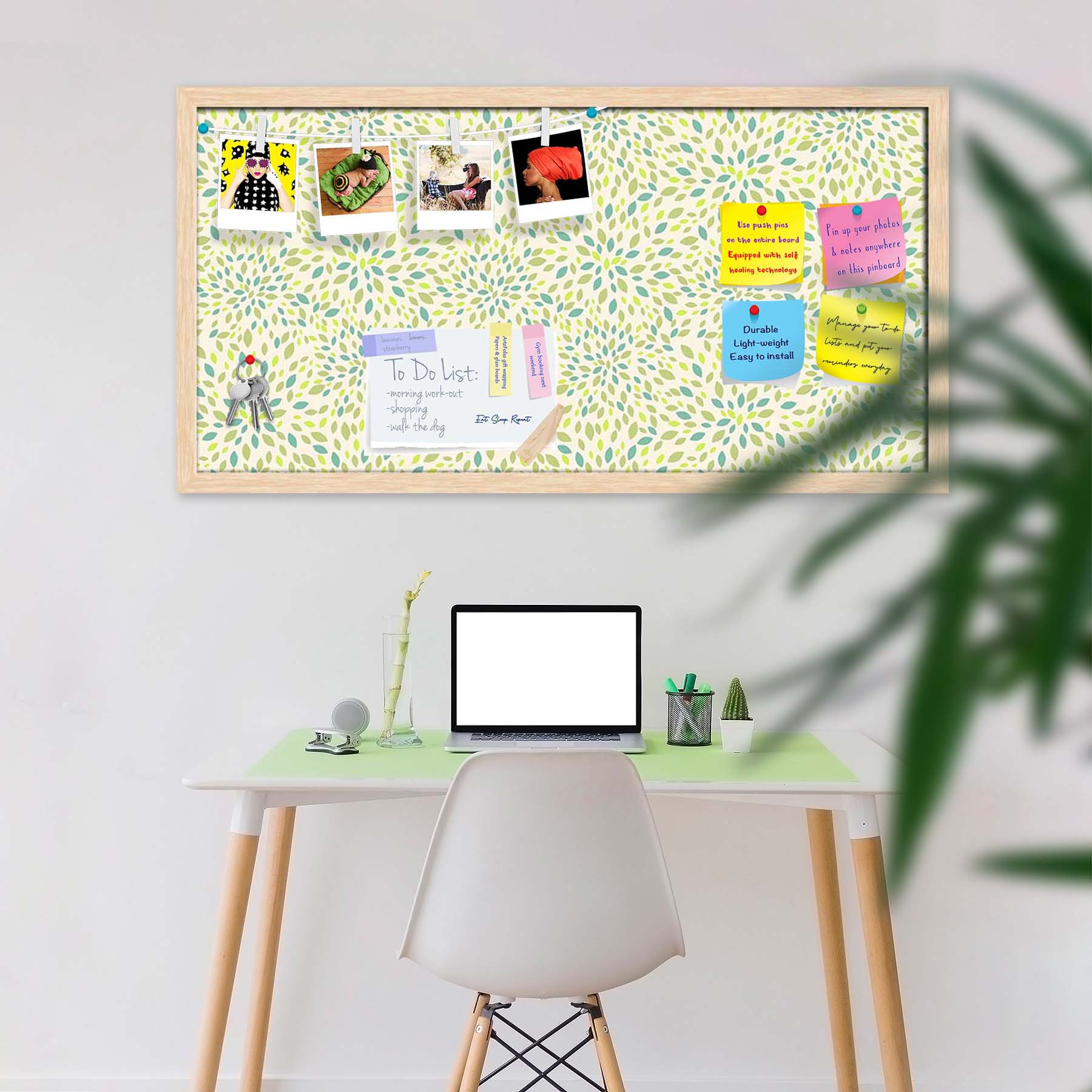 Leaf Texture Bulletin Board Notice Pin Board Soft Board | Framed