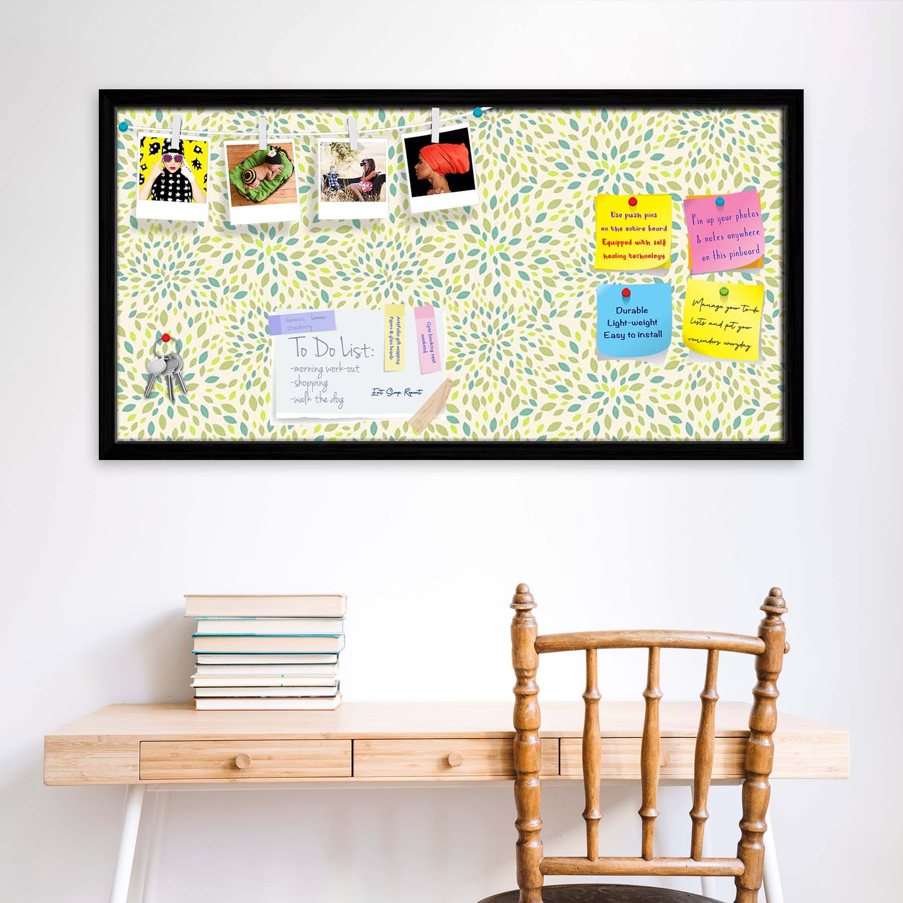 Leaf Texture Bulletin Board Notice Pin Board Soft Board | Framed