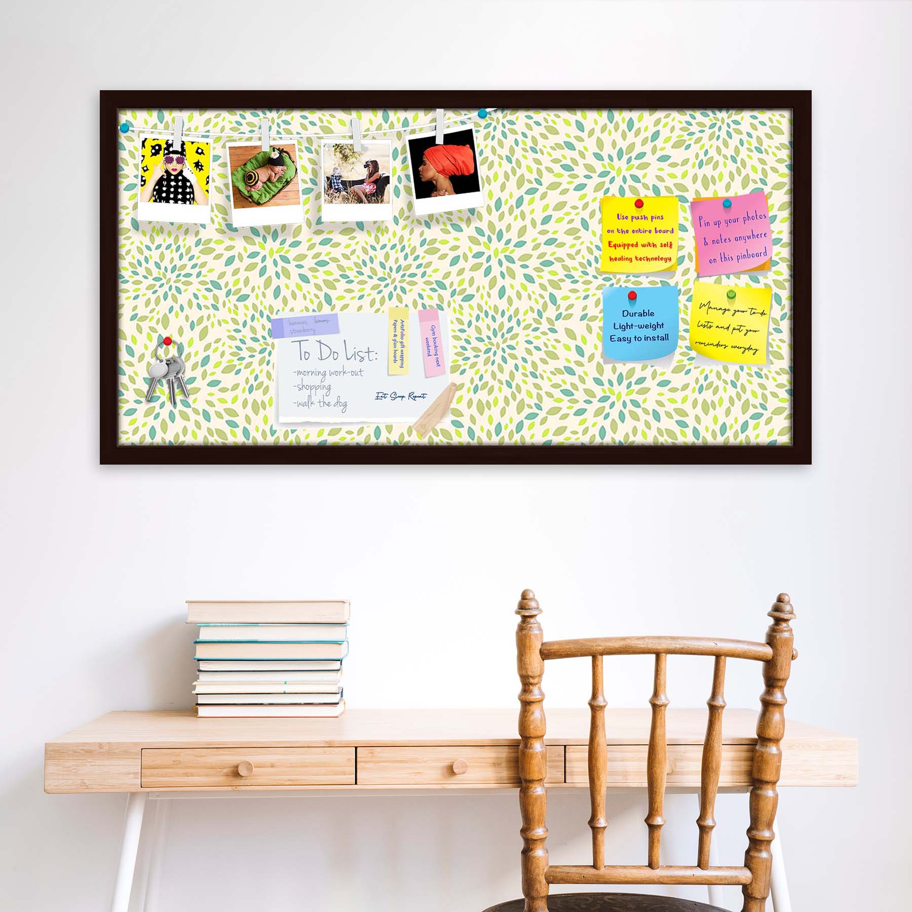 Leaf Texture Bulletin Board Notice Pin Board Soft Board | Framed