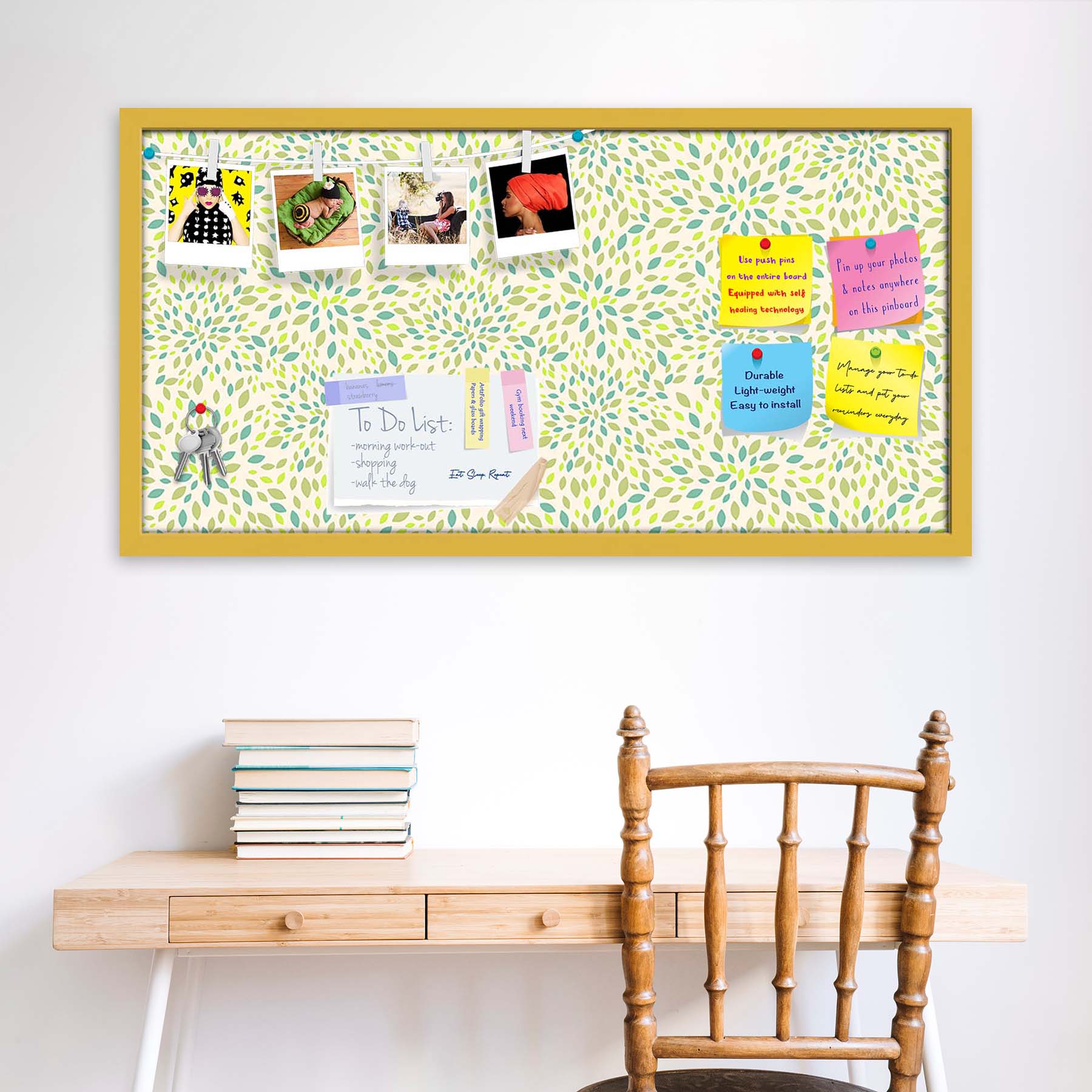 Leaf Texture Bulletin Board Notice Pin Board Soft Board | Framed