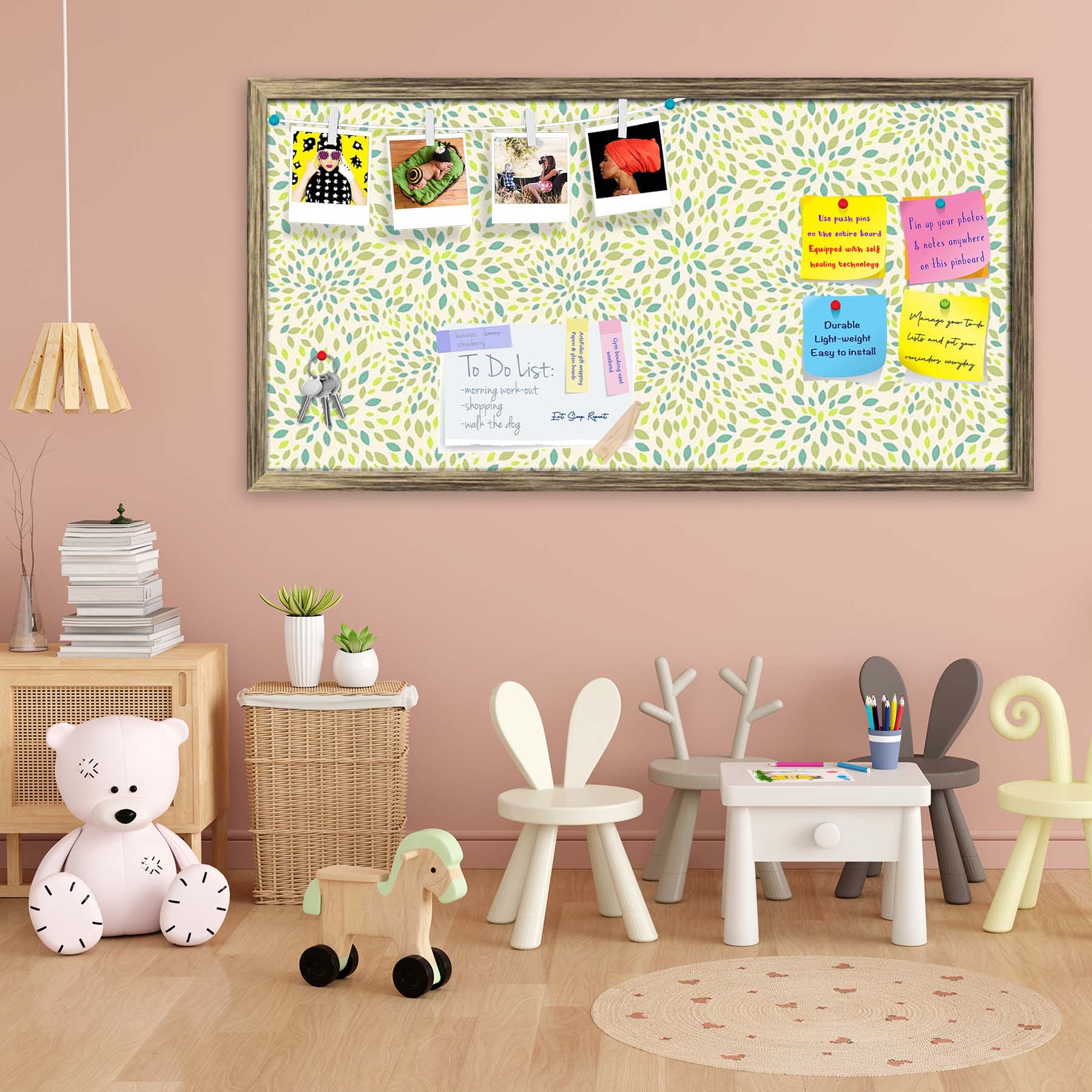 Leaf Texture Bulletin Board Notice Pin Board Soft Board | Framed