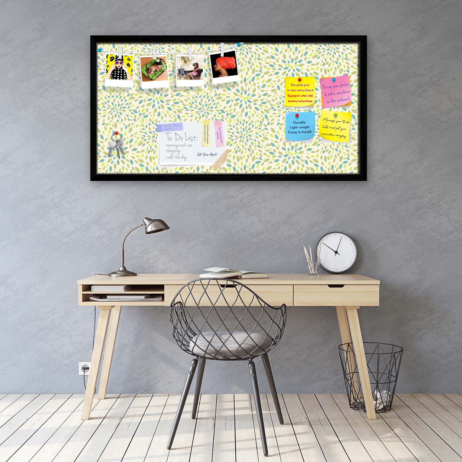 Leaf Texture Bulletin Board Notice Pin Board Soft Board | Framed
