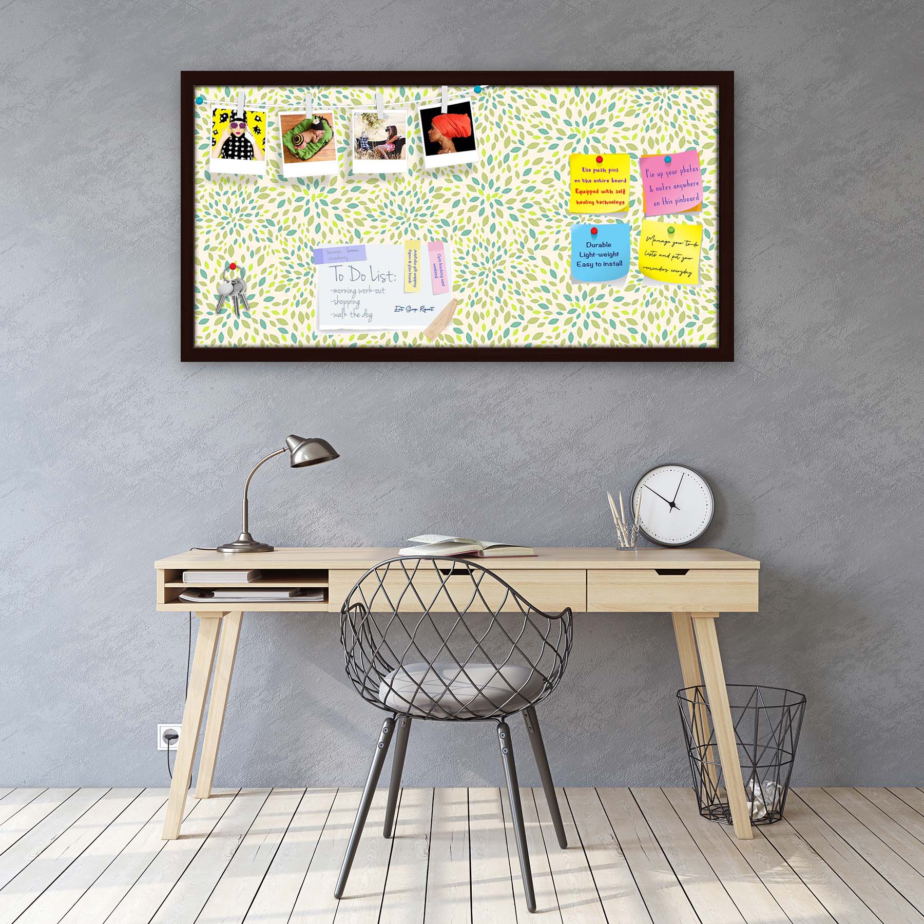 Leaf Texture Bulletin Board Notice Pin Board Soft Board | Framed