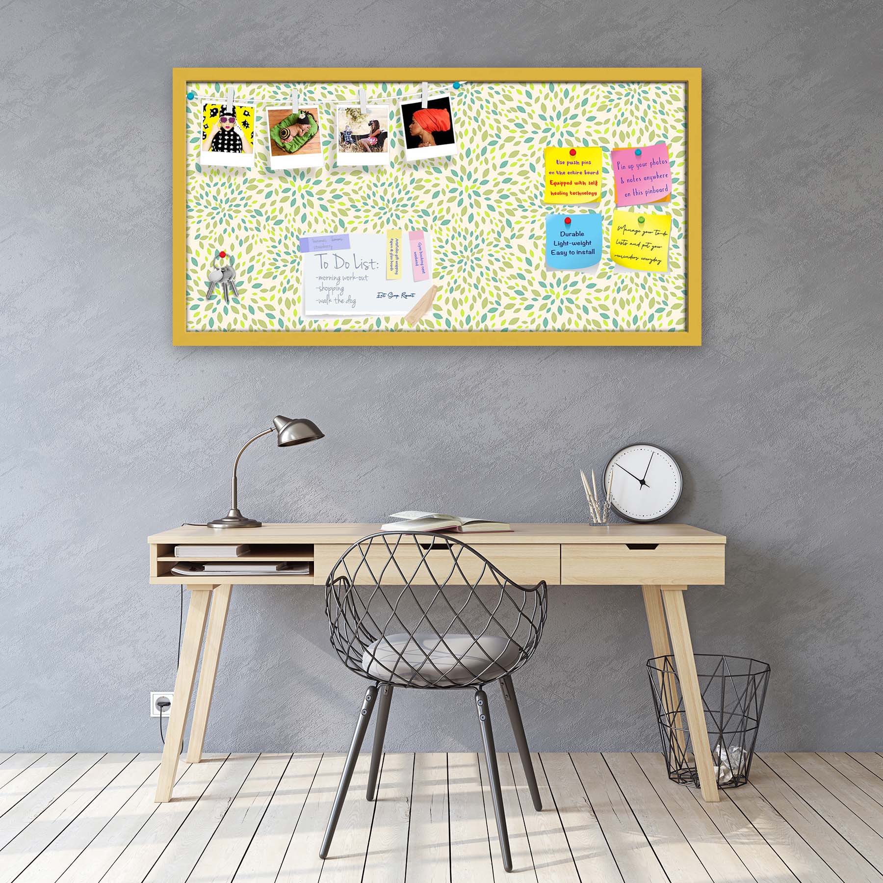 Leaf Texture Bulletin Board Notice Pin Board Soft Board | Framed