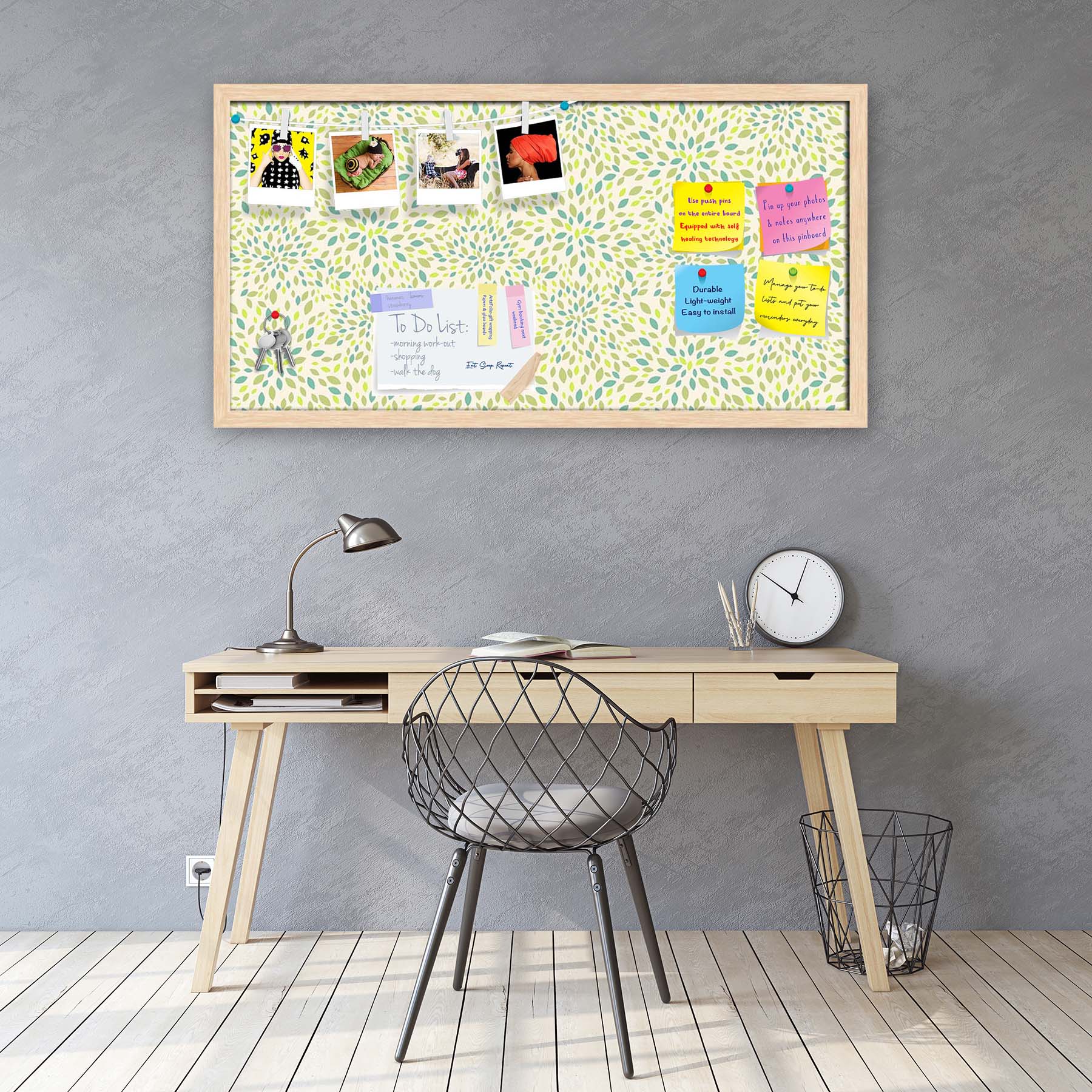 Leaf Texture Bulletin Board Notice Pin Board Soft Board | Framed